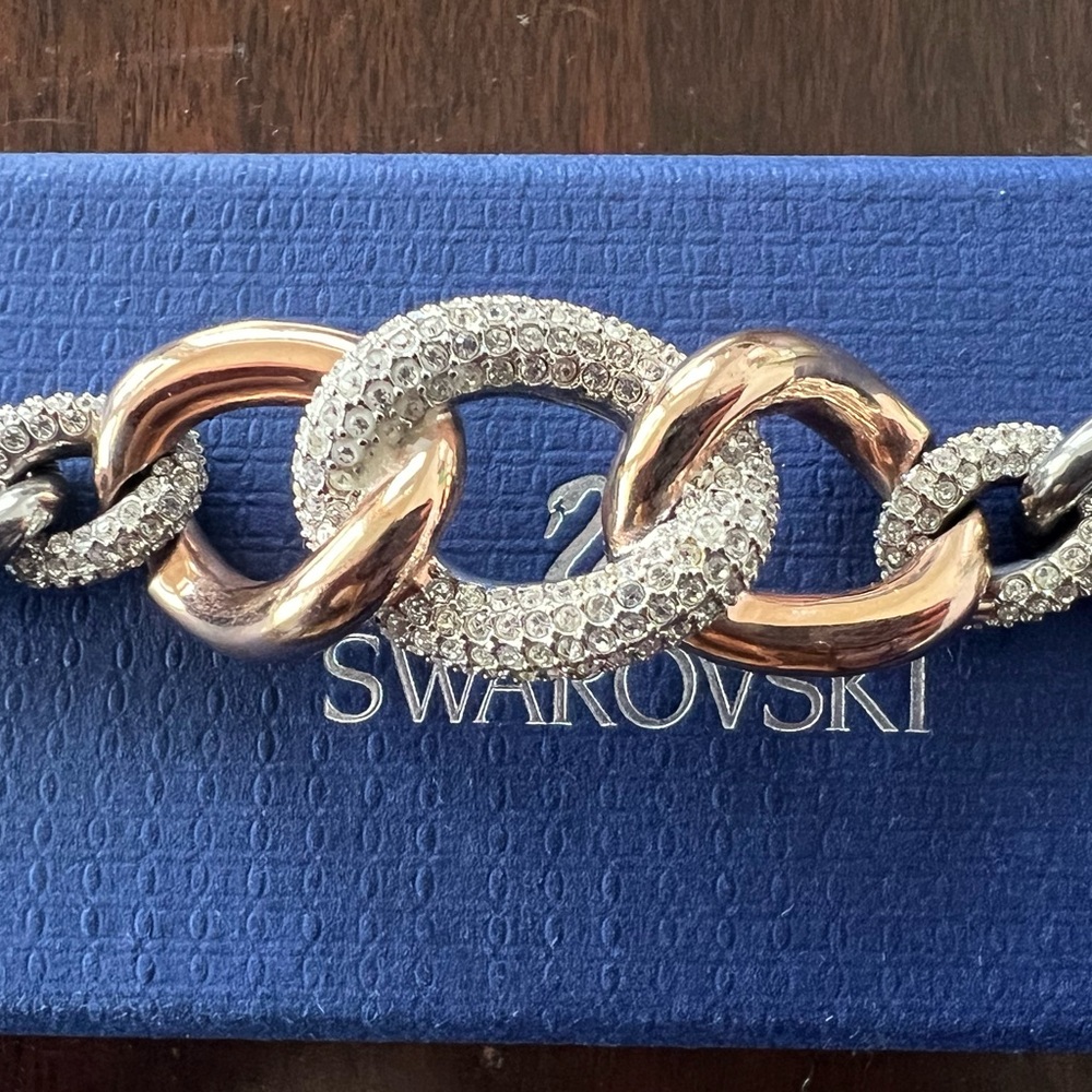 Swarovski Silver and Rose-Gold Crystal Bracelet
